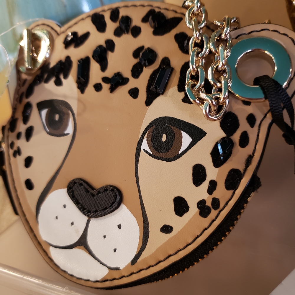 NWT! Kate Spade Leopard Novelty Coin Purse "Run Wild Black" - Picture 7 of 10